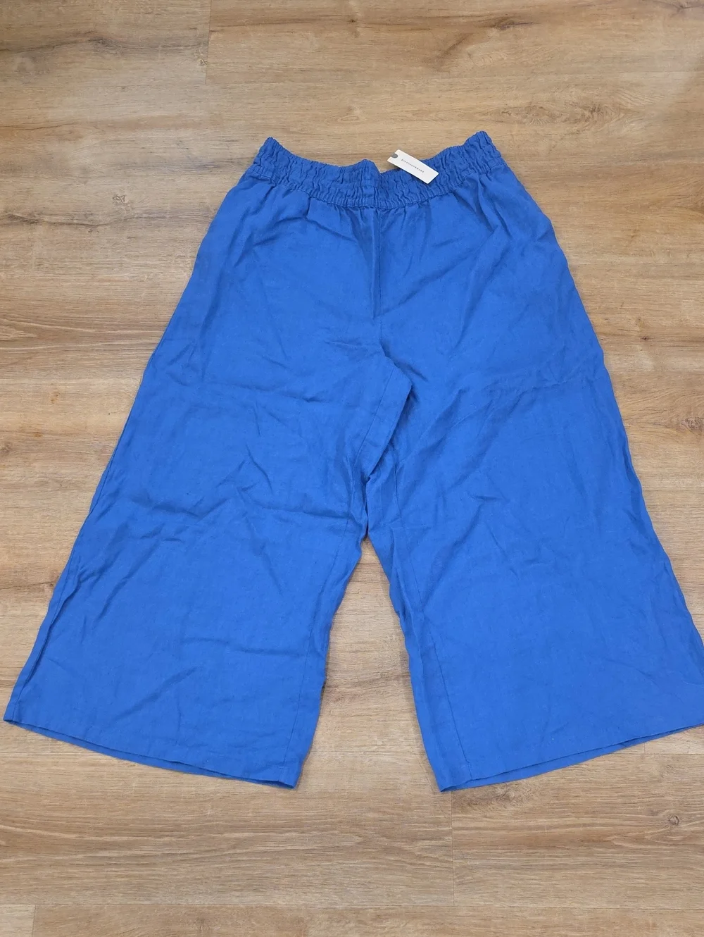 Anthropologie NWT Sz L Blue/Purple Wide-Leg Pull-On Linen Pants
